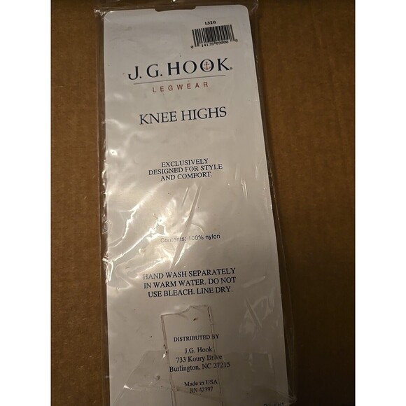 Vtg JG Hook Legwear Knee Highs Black Style 1320 Sz 8.5-11 Sandalfoot 1 Pair - Picture 2 of 2
